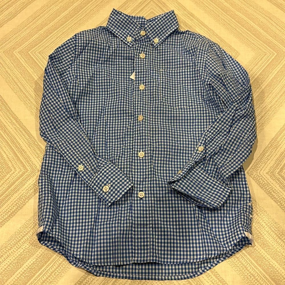 Crewcuts Boys Blue & White Gingham Light Weight Button Down Shirt